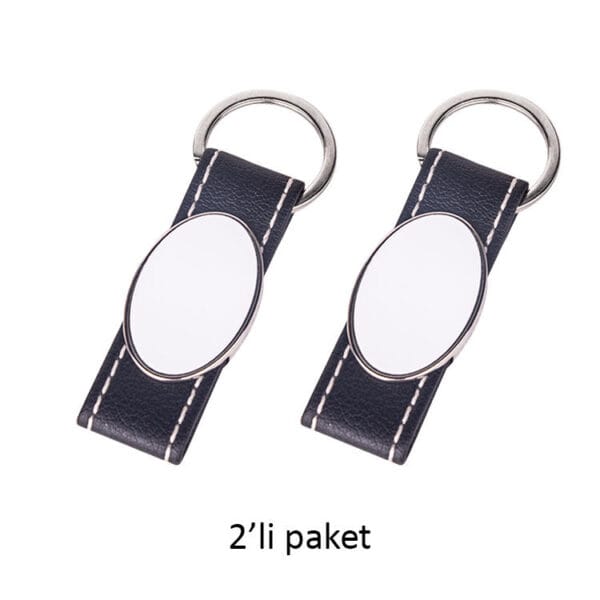 Süblimasyon Deri Oval Tek Taraflı Anahtarlık - 2'li Paket