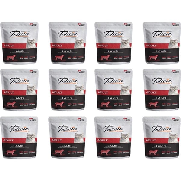 Felicia Tahılsız 85 gr Pouch Yetişkin Kuzu Etli Yaş Kedi Maması 12 Adet